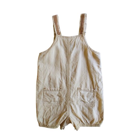 Zip Zap Linen Blend Stripe Camel Romper 12-18 Months - Picture 2 of 10